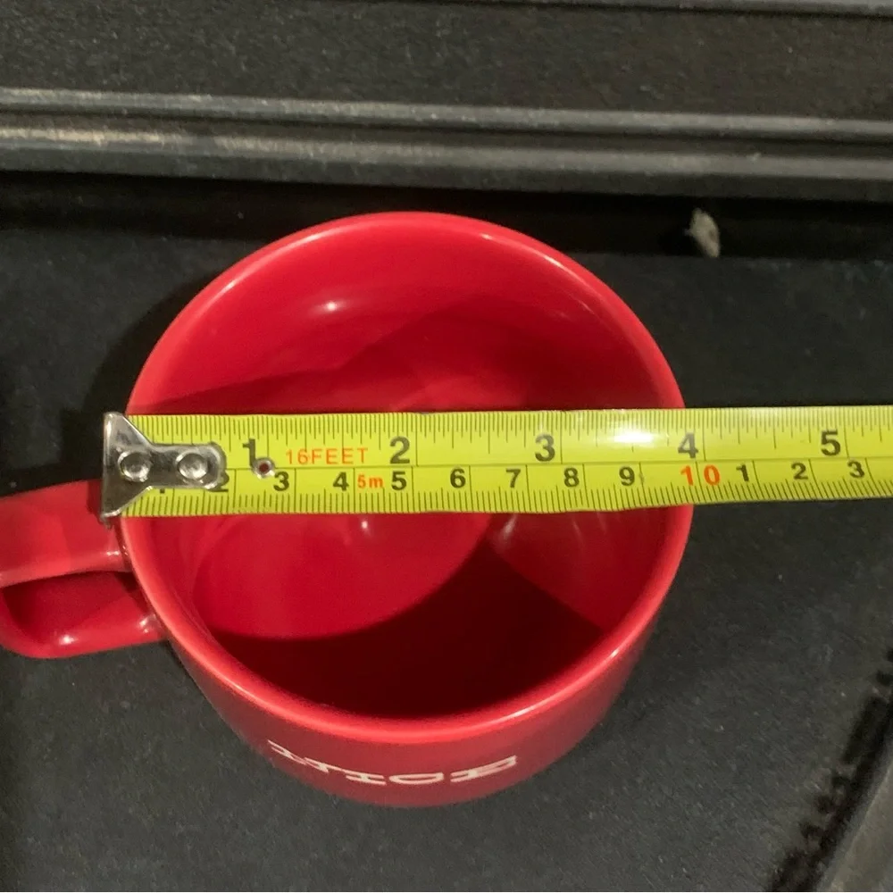 Crate & Barrel Naughty Nice Large Christmas Ceramic Mug Cup Red Brand New